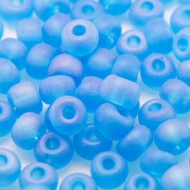 Preciosa Czech glass seed bead 5/0 Aquamarine matt rainbow