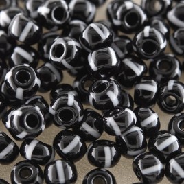 Preciosa Czech glass seed bead 5/0  Black and White Pinstripe