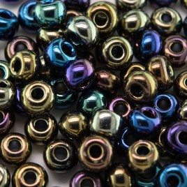 Preciosa Czech glass seed bead 5/0 Black Iris iridescent metallic coated