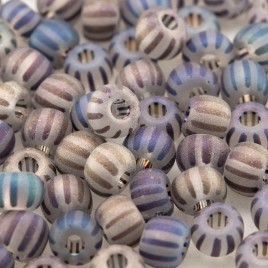 Preciosa Czech glass seed bead 5/0 Clear glass seed bead with Dark Stripes Matt and Rainbow