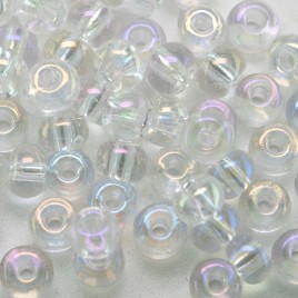 Preciosa Czech glass seed bead 5/0 Clear Iris Rainbow coated