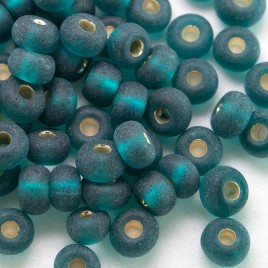 Preciosa Czech glass seed bead 5/0 Dark Teal glass, matt silver lined