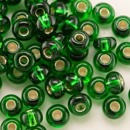 Preciosa Czech glass seed bead 5/0 Emerald silver Lined