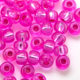 Preciosa Czech glass seed bead 5/0 Fuchsia Pink coated, silver lined