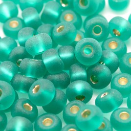 Preciosa Czech glass seed bead 5/0 Teal glass, matt silver lined.