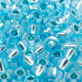 Preciosa Czech glass seed bead 5/0 Aquamarine silver Lined