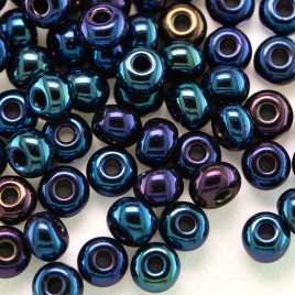 Preciosa Czech glass seed bead 5/0 Blue Iris iridescent metallic coated