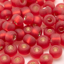 Preciosa Czech glass seed bead 5/0 Cherry Red glass, matt silver lined