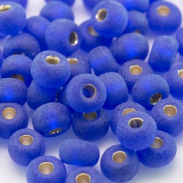 Preciosa Czech glass seed bead 5/0 Dark Blue glass, matt silver lined