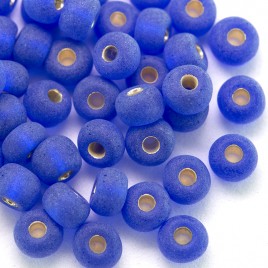 Preciosa Czech glass seed bead 5/0 Dark Blue glass, matt silver lined