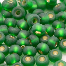 Preciosa Czech glass seed bead 5/0 Dark Green glass, matt silver lined