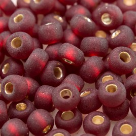 Preciosa Czech glass seed bead 5/0 Dark Red glass, matt silver lined