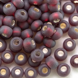 Preciosa Czech glass seed bead 5/0 Dark Red glass, matt silver lined