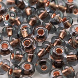 Preciosa Czech glass seed bead 5/0 Grey glass Copper Lined