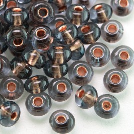 Preciosa Czech glass seed bead 5/0 Grey glass Copper Lined