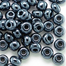 Preciosa Czech glass seed bead 5/0 Hematite metallic coated