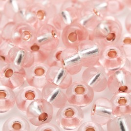 Preciosa Czech glass seed bead 5/0 Ice Pink coated, silver lined