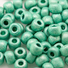 Preciosa Czech glass seed bead 5/0 Jade matt metallic coated