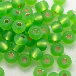 Preciosa Czech glass seed bead 5/0 Lime glass, matt silver lined