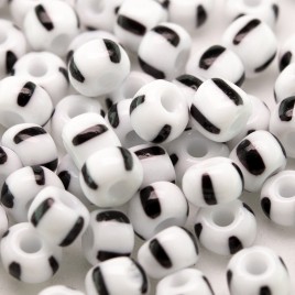 Preciosa Czech glass seed bead 5/0 Opaque White with Black Stripe