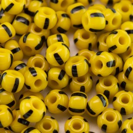 Preciosa Czech glass seed bead 5/0 Opaque yellow with Black Stripe