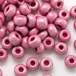 Preciosa Czech glass seed bead 5/0 Pink matt metallic coated