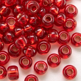 Preciosa Czech glass seed bead 5/0 Red glass Copper Lined