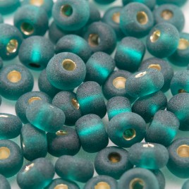 Preciosa Czech glass seed bead 5/0 Teal glass, matt silver lined