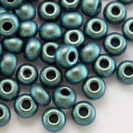 Preciosa Czech glass seed bead 5/0 Teal-green iridescent metallic coated