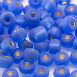 Preciosa Czech glass seed bead 5/0 True Blue glass, matt silver lined