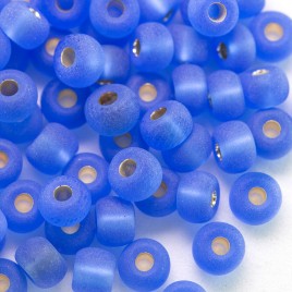 Preciosa Czech glass seed bead 5/0 True Blue glass, matt silver lined