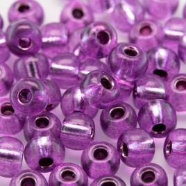 Preciosa Czech glass seed bead 5/0 Violet Pink coated, silver lined