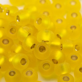 Preciosa Czech glass seed bead 5/0 Yellow glass, matt silver lined