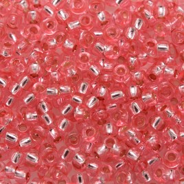 Preciosa Czech glass seed bead 9/0 Flamingo pink silver Lined