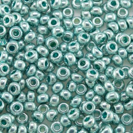 Preciosa Czech glass seed bead 9/0 Aquatin Metallic coated