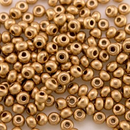 Preciosa Czech glass seed bead 9/0 Brushed Gold Metallic coated