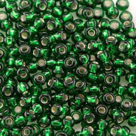 Preciosa Czech glass seed bead 9/0 Dark Green glass silver lined