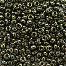Preciosa Czech glass seed bead 9/0 Forest Green Metallic coating