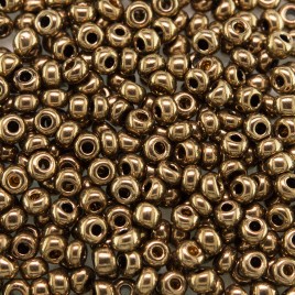 Preciosa Czech glass seed bead 9/0 Golden Bronze Metallic coated