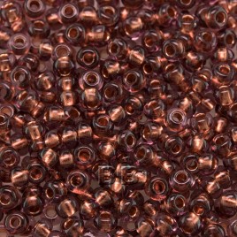 Preciosa Czech glass seed bead 9/0 Light Purple Glass, Copper Lined