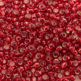 Preciosa Czech glass seed bead 9/0 Medium Red glass silver lined