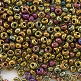 Preciosa Czech glass seed bead 9/0 Metallic mixed golden shades