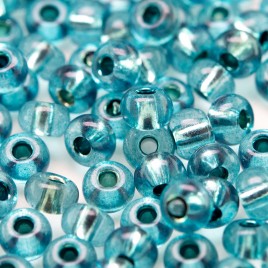 Preciosa Czech glass seed bead, size 5/0 Marine Blue silver Lined