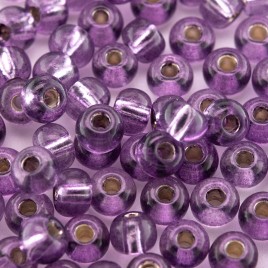 Preciosa Czech glass seed bead, size 5/0 Wine berry silver Lined