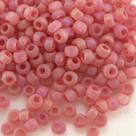 Preciosa Czech glass seed bead, size 9/0 Pink Guava matt and rainbow