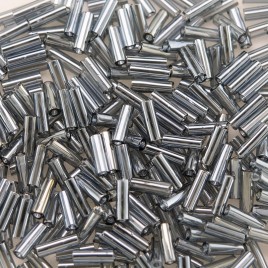 Preciosa Czech glass, size 4x1.3mm Grey Lustre, mini bugle bead