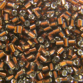 Preciosa Czech glass unica bead/seed bead 1.6mm Smoked Topaz silver lined precision cut tubes