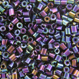 Preciosa Czech glass unica bead/seed bead 1.6mm Blue Iris coated precision cut tubes