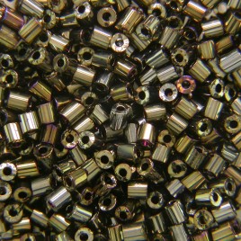 Preciosa Czech glass unica bead/seed bead 1.6mm Bronze iris coated precision cut tubes