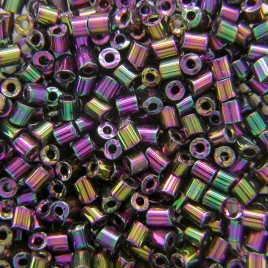 Preciosa Czech glass unica bead/seed bead 1.6mm Purple Iris coated precision cut tubes